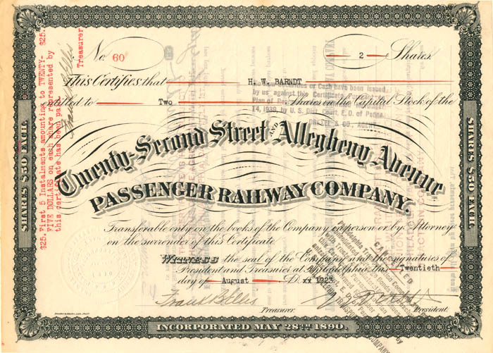 Twenty-Second Street and Allegheny Avenue Passenger Railway Co